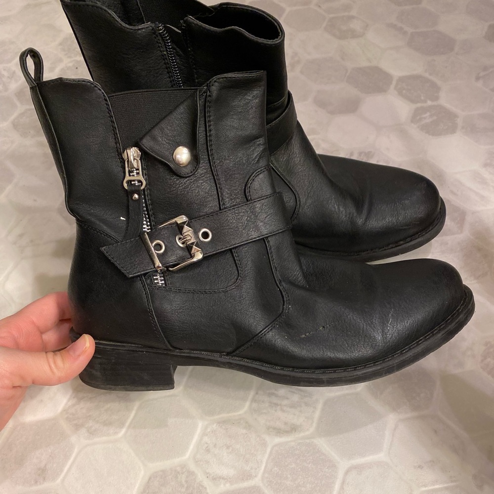 Black combat boots